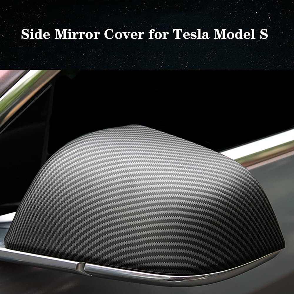 Cubierta de espejo lateral para Tesla Model S 2016-2020, accesorios de automóvil, plástico ABS, fibra de carbono, decoración exterior negra mate