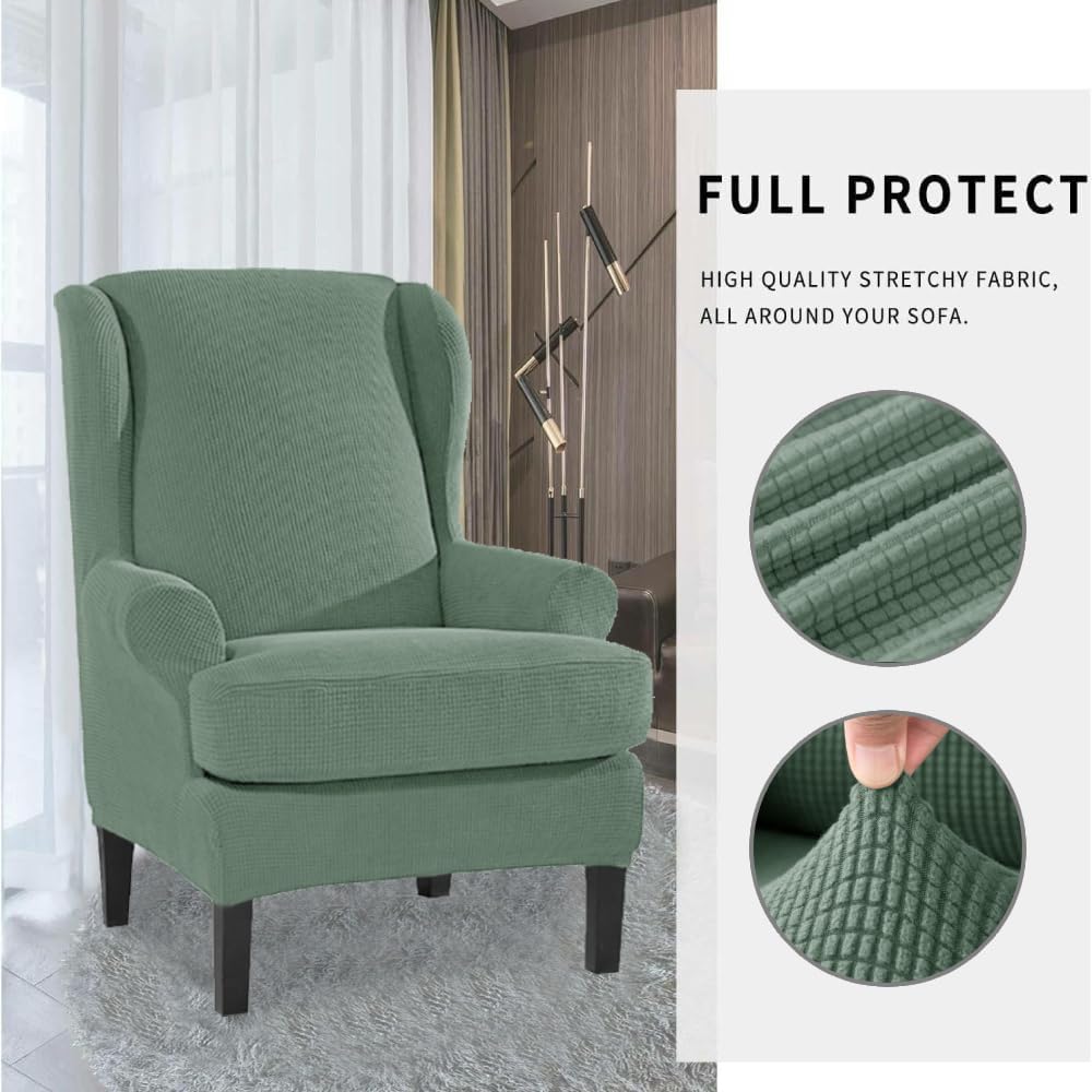 Fundas para silla de ala, 2 piezas, elásticas, de elastano, con respaldo de ala, fundas protectoras para sofá, lavables, para sala de estar y