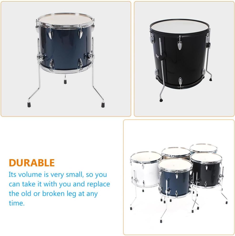 VICASKY 3 piezas de patas de piso con soportes, patas de soporte de tambor, pata de Tom de piso con punta perla, estante de montaje, pata de metal
