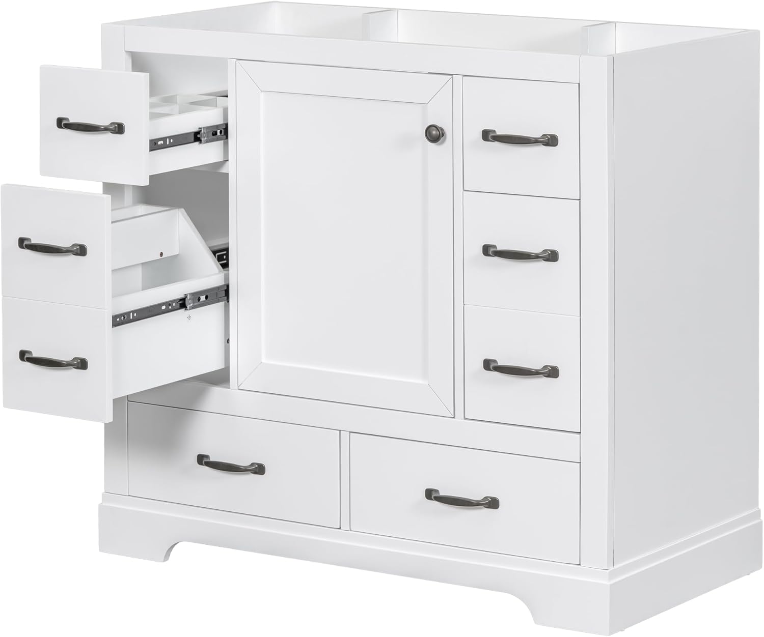 Harper & Bright Designs Tocador de baño de 36 pulgadas sin fregadero, gabinete de baño de madera independiente con 6 cajones y un gabinete con