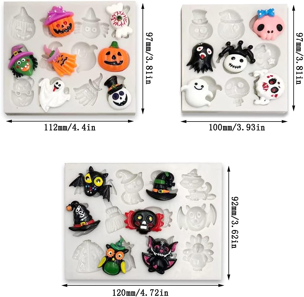Moldes de silicona para decoración de velas de postre de Halloween, bate de calabaza, búho, fantasma, bruja, para manualidades, fondant, galletas,