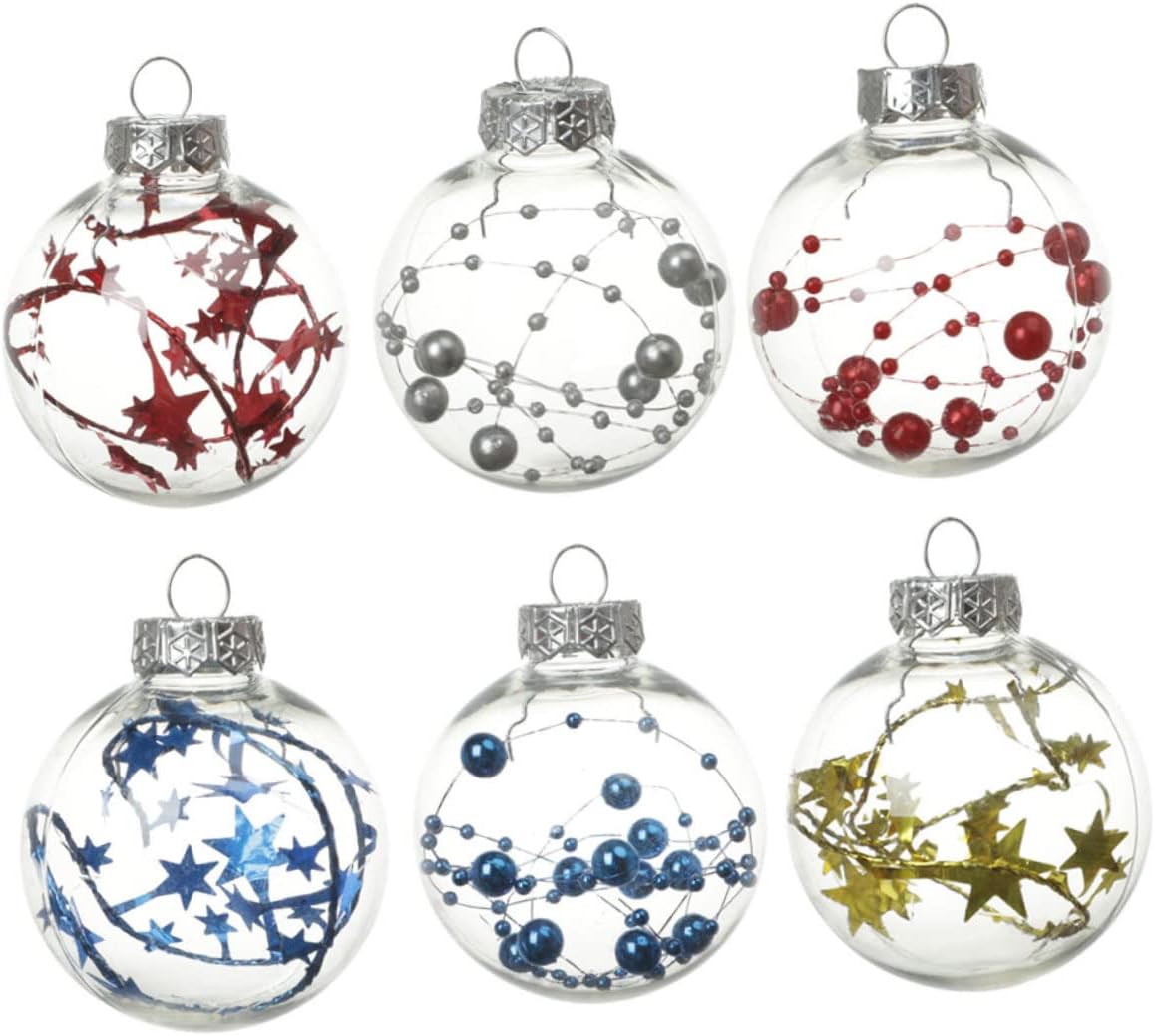 Zerodeko 6 bolas de Navidad decorativas, inastillables, adornos de Navidad transparentes, adorno de bola rellenable, bola de árbol de Navidad, bola