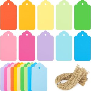 VGOODALL 150 etiquetas de regalo con cuerda, 10 colores, etiquetas de papel kraft para colgar, etiquetas de precio para ropa de boda, bolsas de VGOODALL 150 etiquetas de regalo con cuerda, 10 colores, etiquetas de papel kraft para colgar, etiquetas de precio para ropa de boda, bolsas de