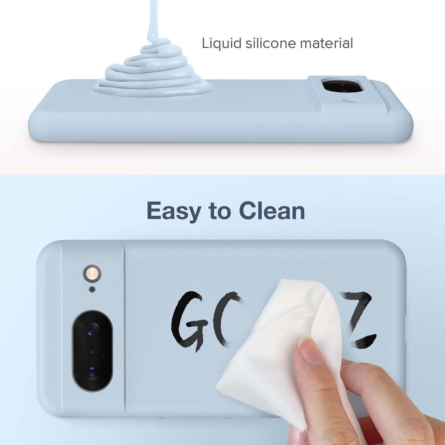 GONEZ Compatible con Google Pixel 8, funda de silicona líquida con 2 protectores de pantalla, funda protectora de cuerpo completo, a prueba de