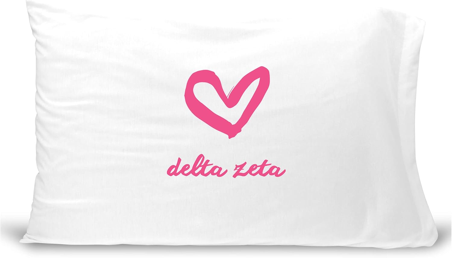 sockprints Funda de almohada Delta Zeta, nombre de hermandad con diseño de corazón. Funda de almohada 100% algodón tamaño estándar 20 x 30 pulgadas