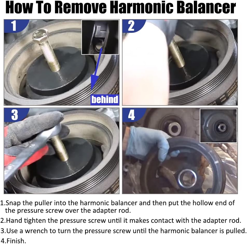 Herramienta de extracción de polea de manivela de equilibrador armónico, compatible con GM, Dodge, Jeep, Chrysler Ford
