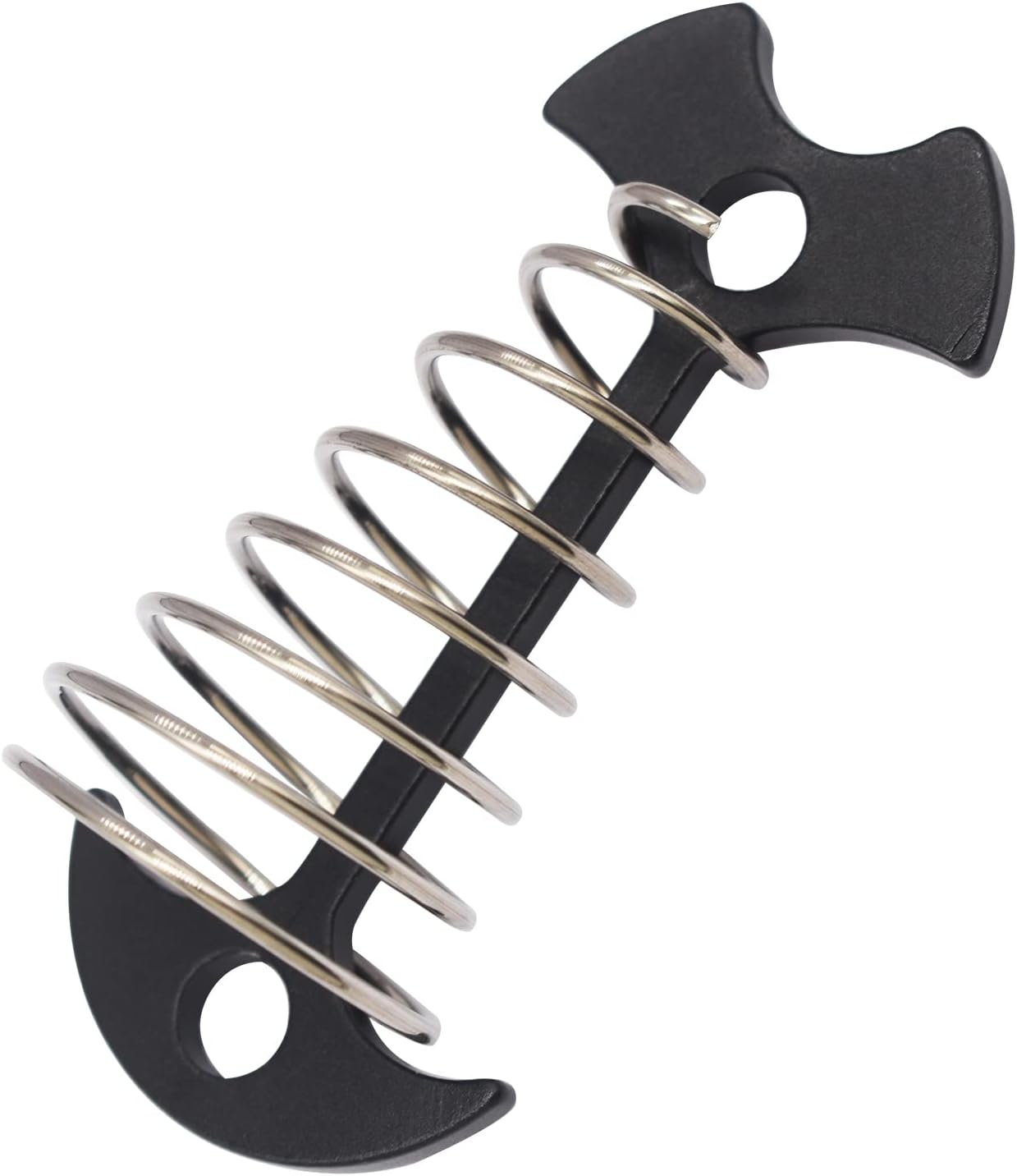 Juego de 8 clavijas de anclaje de aleación de aluminio de 3 pulgadas para tienda de campaña de espina de pescado, con cuerda de resorte, hebilla de