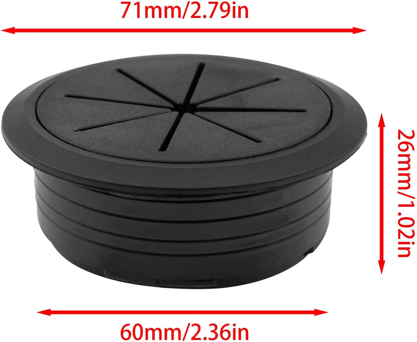 Lovelysp – Ojales flexibles de escritorio de 2-38 pulgadas, ojales para cables de escritorio, organizador de alambre negro, cubiertas de agujeros de