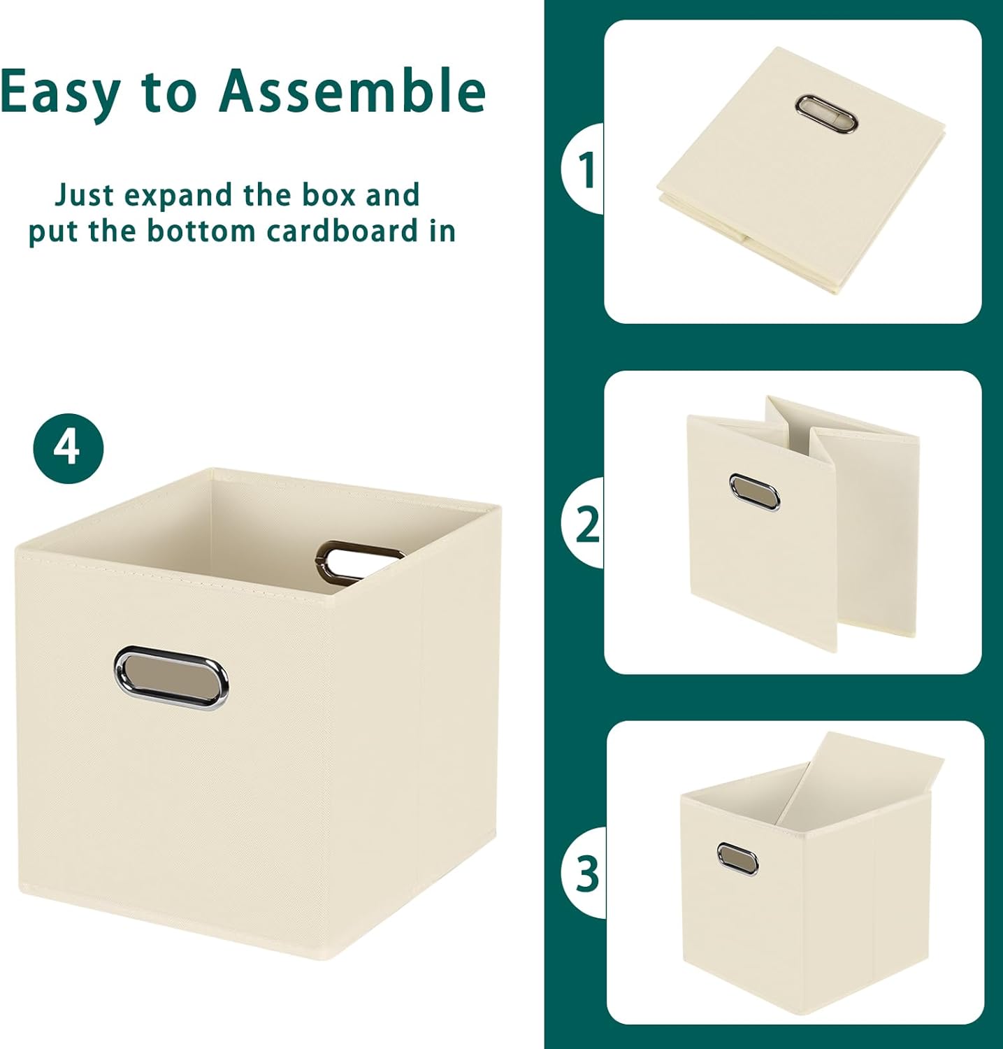Cubos de almacenamiento plegables negros, caja de almacenamiento de tela, cestas organizadoras con asas dobles para organizador del hogar, juego de