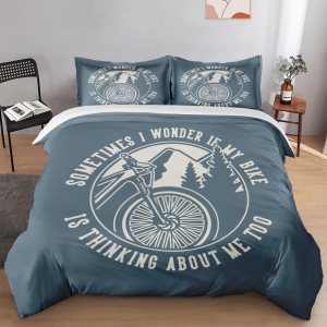 Juego de funda de edredón, juego de ropa de cama vintage I My Bike para niños y adultos, decoración de dormitorio de bicicleta de montaña, juego de Juego de funda de edredón, juego de ropa de cama vintage I My Bike para niños y adultos, decoración de dormitorio de bicicleta de montaña, juego de