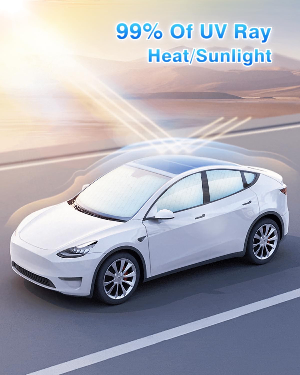 8 parasoles de privacidad para ventana Tesla modelo Y, 2 en 1, visera reflectante de cristal de hielo para Tesla Model Y 2020-2024, para todas las