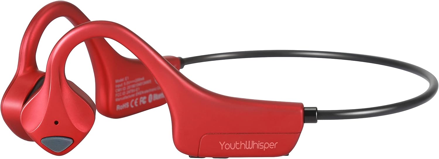 YouthWhisper – Auriculares inalámbricos de conducción ósea Bluetooth, auriculares inalámbricos de oreja abierta, auriculares deportivos con