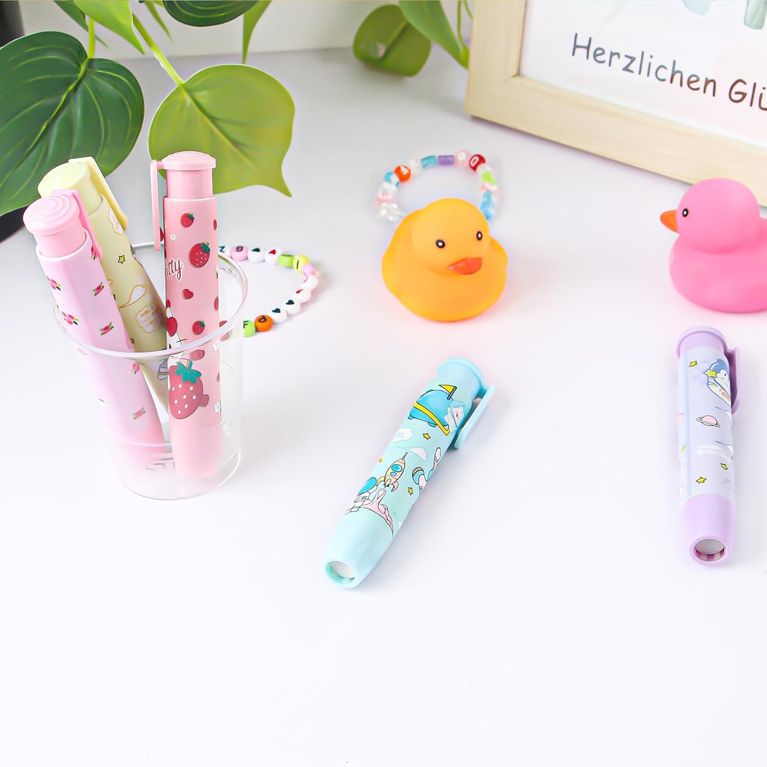 Borrador retráctil de 5 piezas, borrador kawaii, lindo borrador, borrador divertido, suministros de escritura para estudiantes, adecuado para niños
