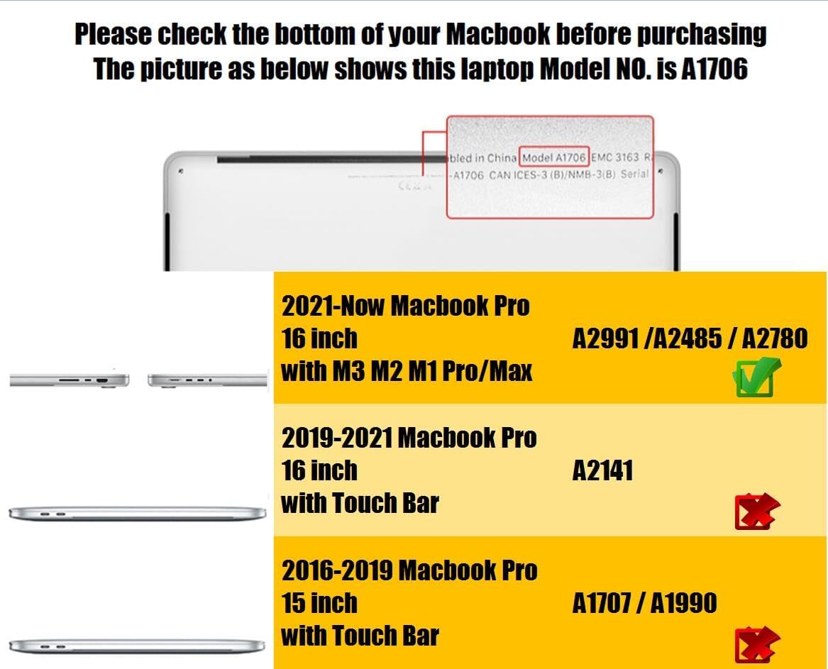 Se7enline Funda rígida compatible con MacBook Pro de 16 pulgadas 2021202220232024 para A2485 A2780 A2991 M3 M2 M1 ProMax, protector de teclado y