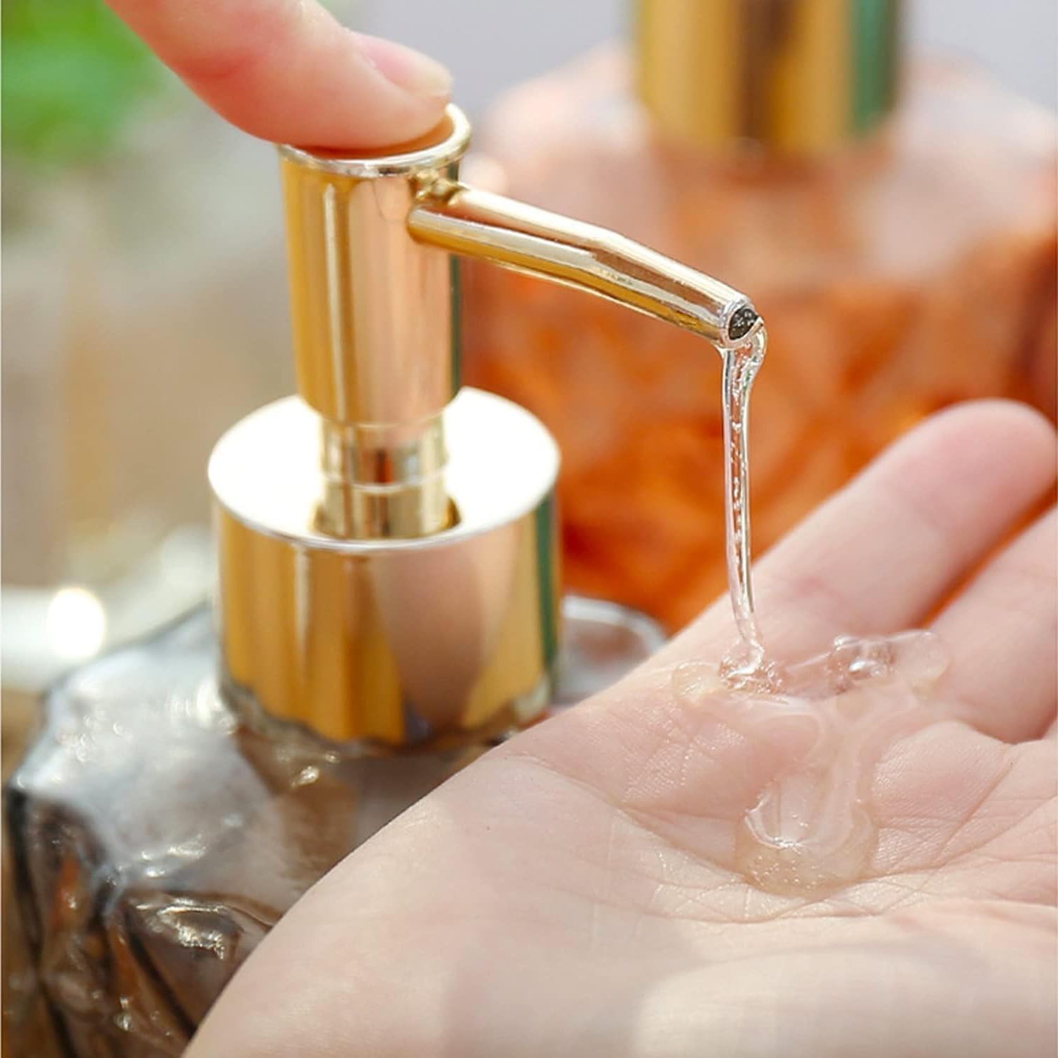Dispensador de jabón con bomba, dispensador de jabón con patrón de diamante para encimera de cocina, baño, accesorios de baño rosa intenso (paquete