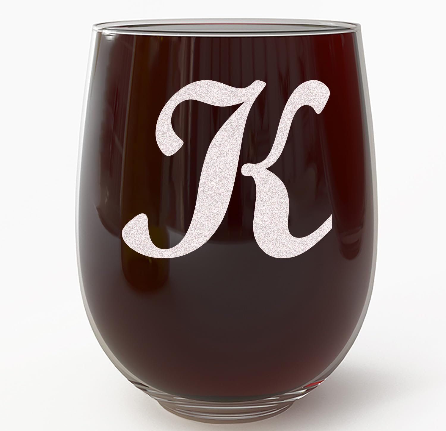 Copa de vino grabada con monograma de 17 onzas sin tallo (letra K) A-Z Copas de vino personalizadas, regalos personalizados para mujeres, iniciales