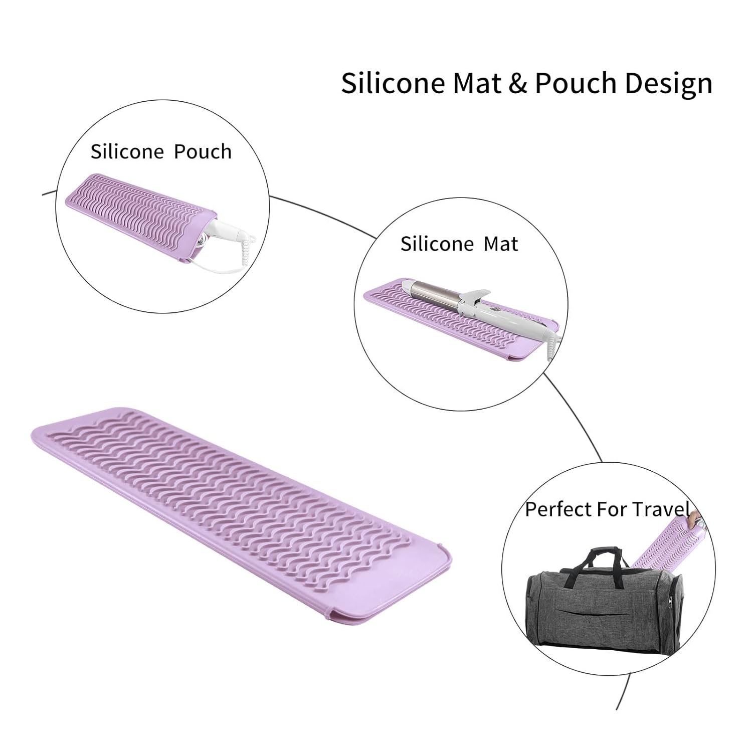 Bolsa de viaje de silicona resistente al calor para alisadora de cabello, plancha para prensar, rizador de pelo, varita rizadora de cabello, plancha