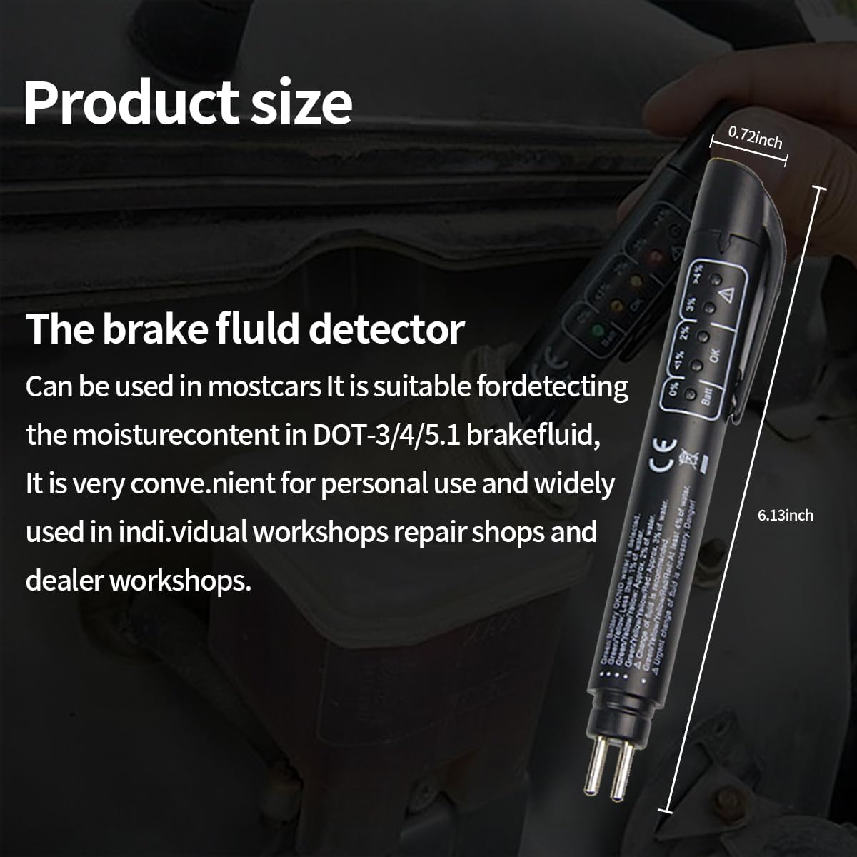 Probador de líquido de frenos, herramienta de prueba de diagnóstico de frenos automáticos, analizador de humedad de aceite con 5 indicadores LED,