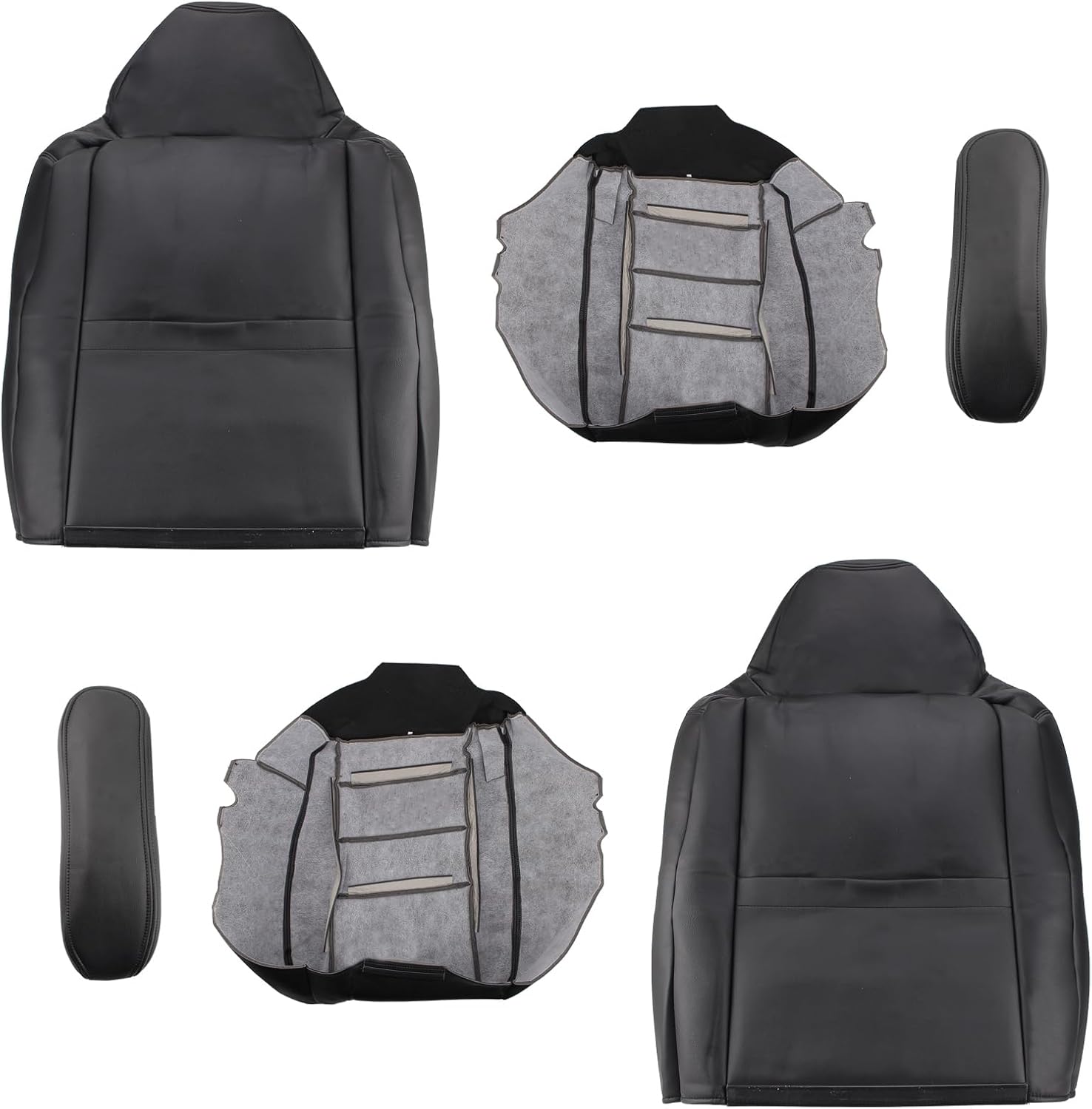 AUTOKAY Funda de asiento perforada para Ford F250 F350 Super Duty Lariat XLT 2004 2005, color negro lado del conductor y pasajero parte inferior y