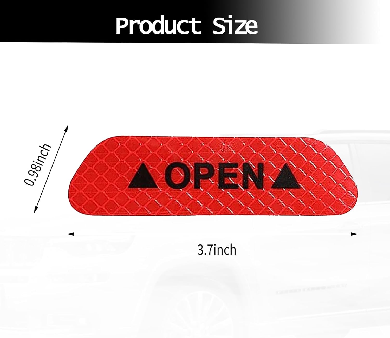 4 calcomanías de advertencia de apertura de automóvil, 3.74 x 0.98 pulgadas, tira reflectante de apertura de puerta anticolisión, película