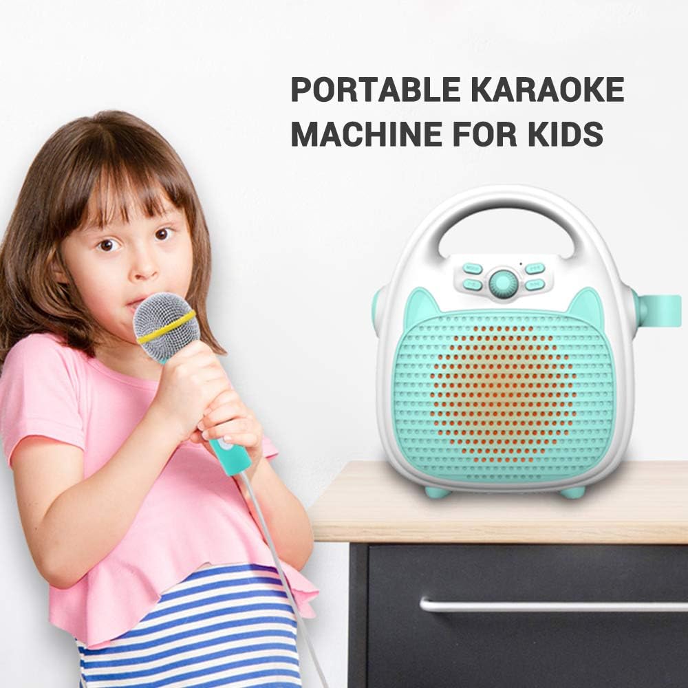 JINGFENG Máquina de karaoke recargable portátil con micrófono BTtarjeta de memorialuces de conectividad USB para niños y niñas