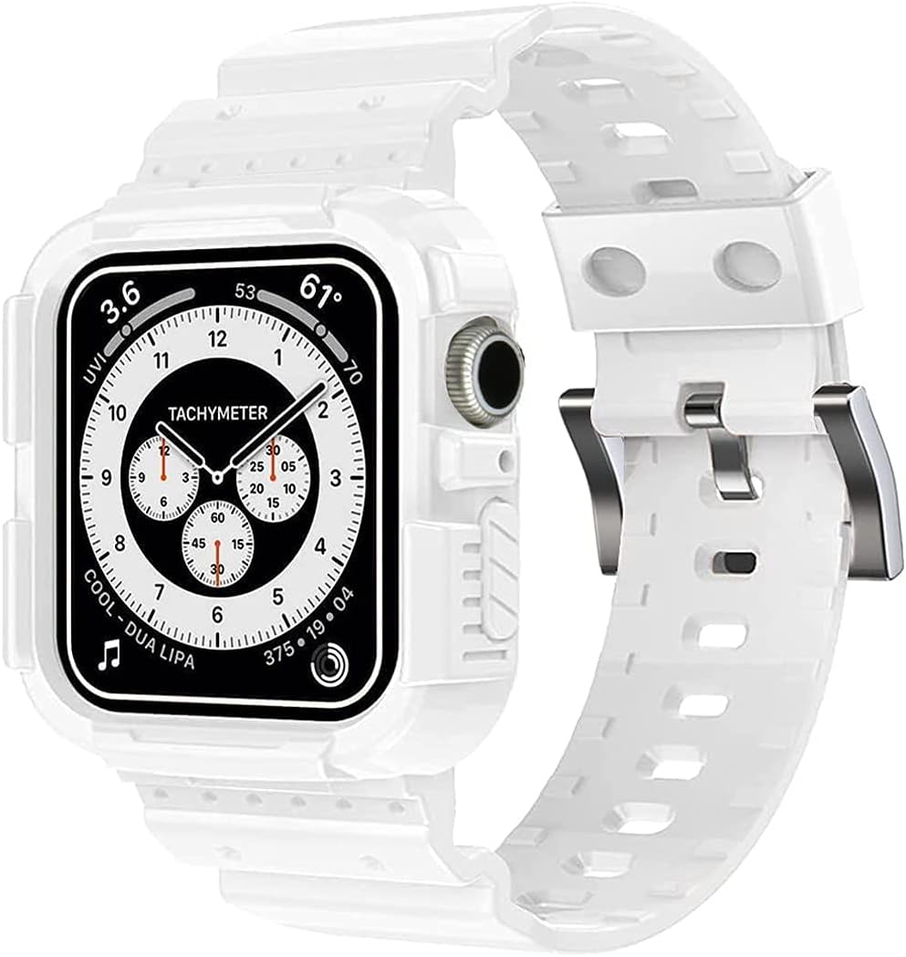 Blingbrione Funda con correa compatible con Apple Watch de 1.57, 1.57, 1.57, 1.61, 1.65, 1.73 y 1.73 pulgadas correa de silicona de TPU suave con