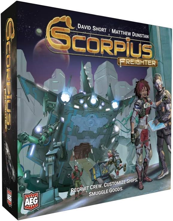 AEG Alderac Entertainment Group Scorpius Freighter, juego de mesa, contrabando de bienes y pasajeros, ganar riqueza, evitar las autoridades, 2-4