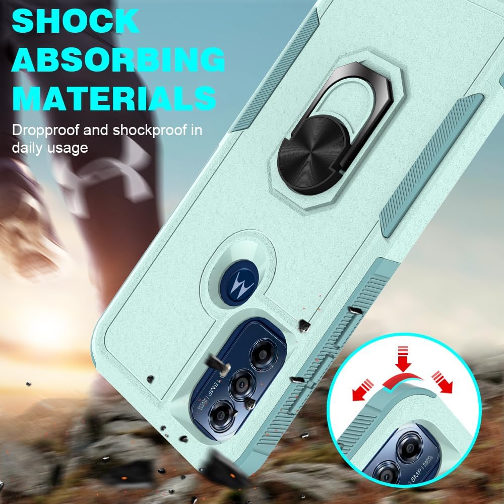 Oududianzi – Funda para teléfono Motorola Moto G Play 2023Moto PureMoto G Power 2022, con 2 protectores de pantalla, soporte giratorio de 360, funda