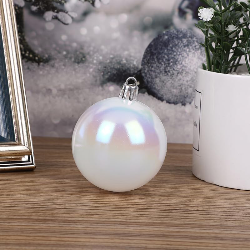 24 bolas de adornos iridiscentes de Navidad, adornos de plástico transparente para árbol de Navidad, adornos de plástico iridiscentes para fiestas