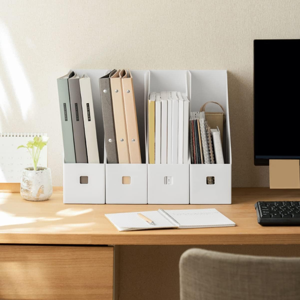 2 unids archivos artículos artículos artículos de escritorio Ranuras de documentos vertical titulares estante de escritorio organizador de libros