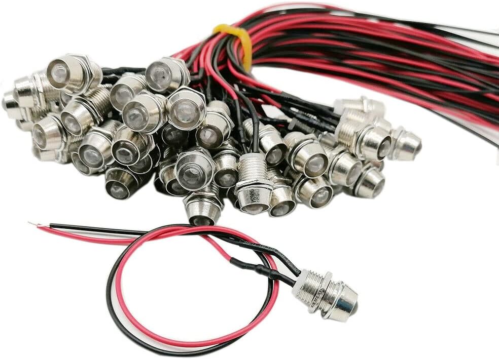 Juego de bombillas LED de 0.197 in y 12 V con diodo emisor de 0.315 in de diodo emisor blanco, rojo, verde, azul, amarillo, naranja, (10 unidades UV