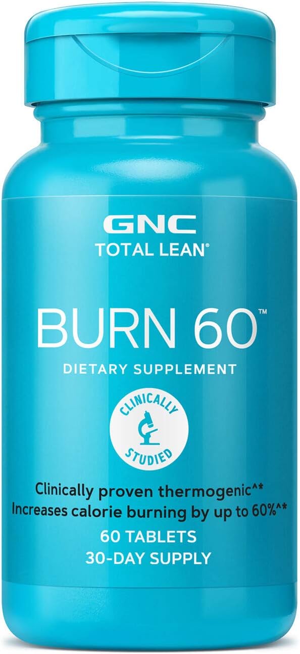 GNC Total Lean Burn 60 – Sabor a Canela, 60 tabletas por botella, termogénico para aumentar la energía y el metabolismo