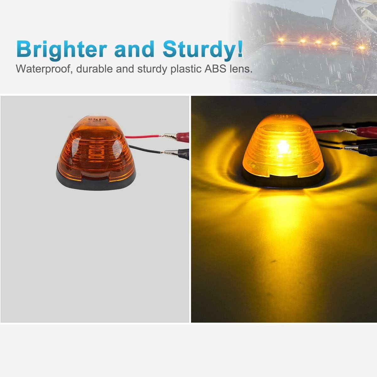 Partsam Tercera luz LED rojablanca de freno y lámpara de carga con 5 luces de techo ámbar y luces LED T10 para Ford Super Duty y Ranger,