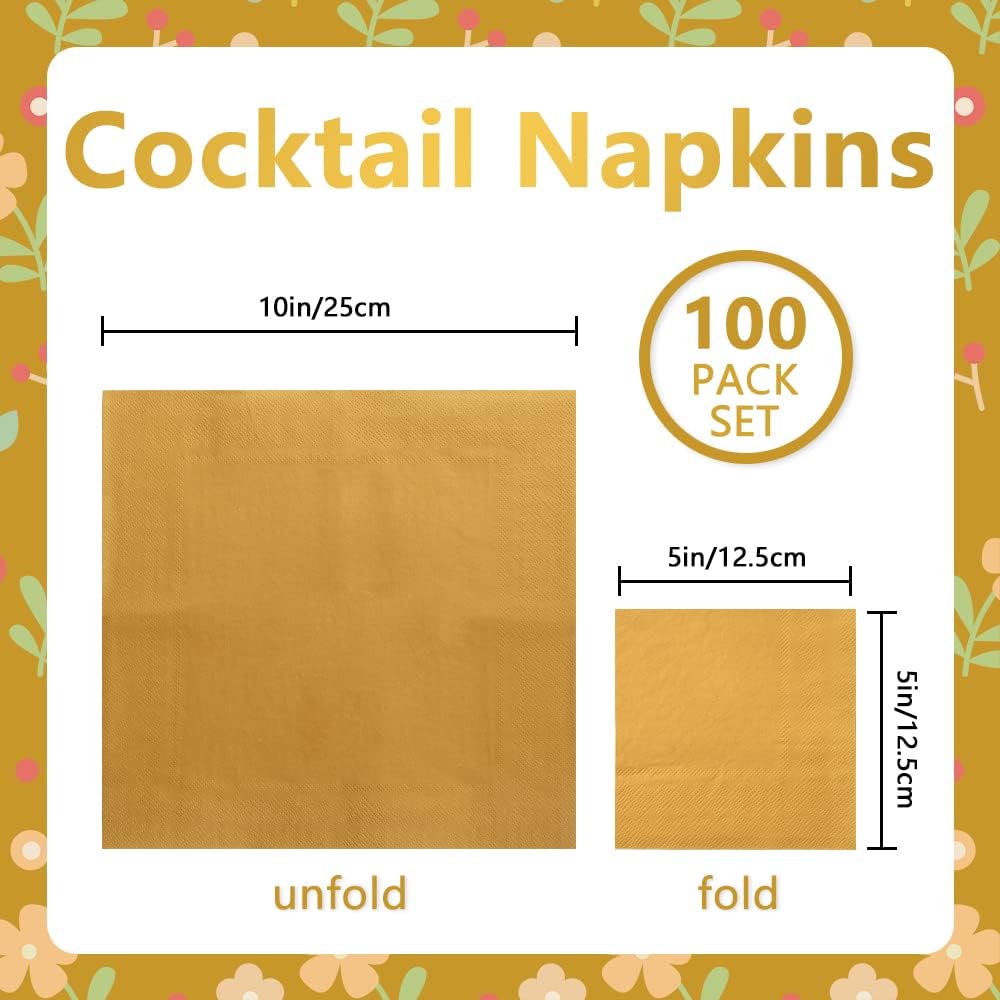 Paquete de 100 servilletas de cóctel desechables de papel, servilletas de cóctel de cena, para bar, cafetería, restaurante, Navidad, cumpleaños,