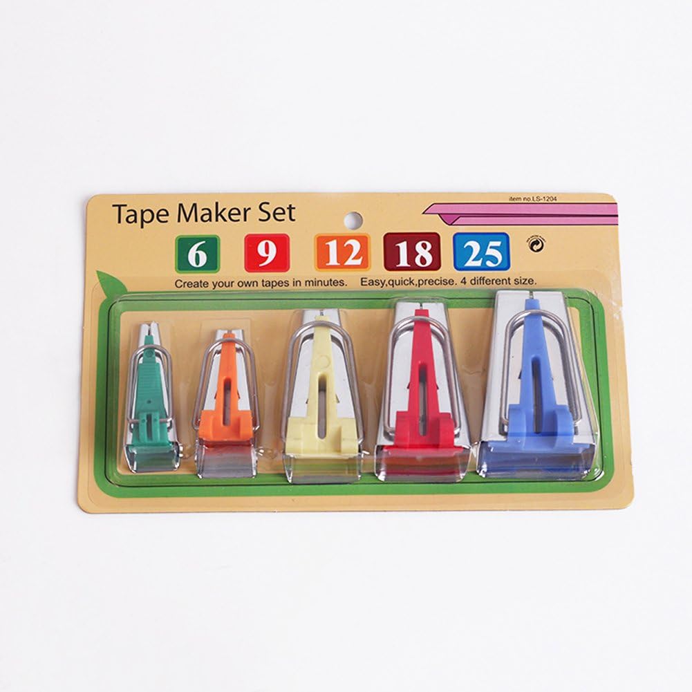 HONEYSEW Juego de 15 herramientas para hacer cintas al bies de tela, para coser y acolchar, viene con 40 piezas de alfileres de acolchado