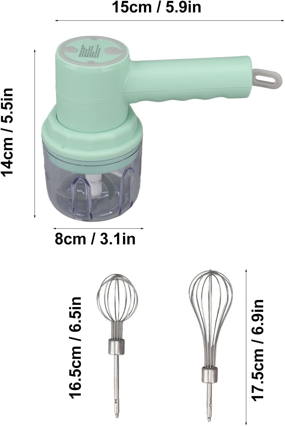 Batidoras portátiles de mano, batidor de huevos inalámbrico, picador de ajo eléctrico inalámbrico, picador de carne, batidora de mano eléctrica para