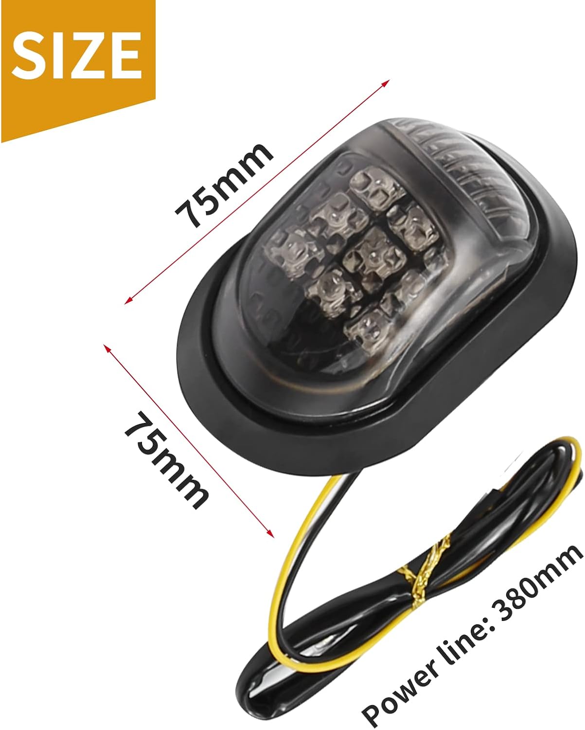 2 luces intermitentes de 12 V ámbar para motocicleta, 9 LED, montaje empotrado, indicadores intermitentes adecuados para todas las motocicletas de