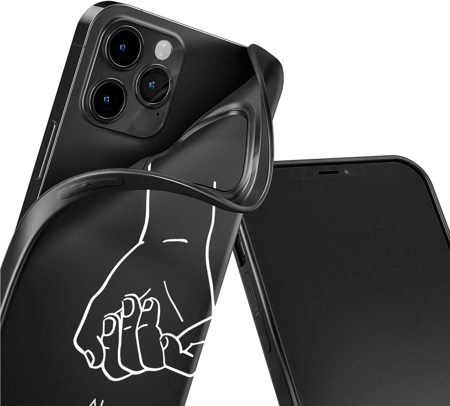 Cavka Fundas negras a juego compatibles con iPhone 13 Pro Max de 6.7 pulgadas para parejas, bonitas manos de promesa meñique, aniversario de boda,