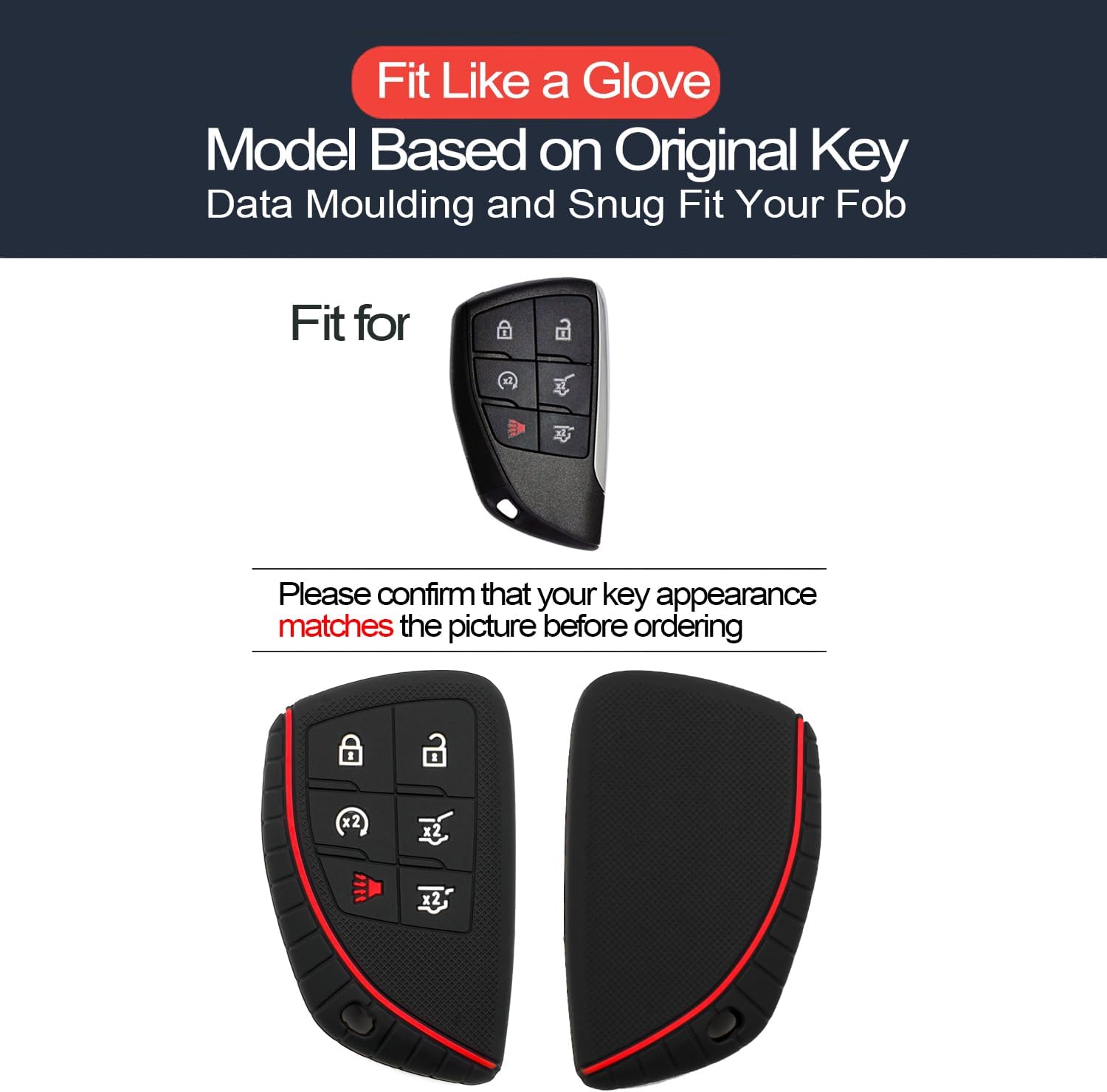 2 piezas compatibles con GMC Canyon Yukon XL Chevy Chevrolet Colorado Suburban Tahoe Buick Envision Honda Prologue 6 botones Funda para llavero