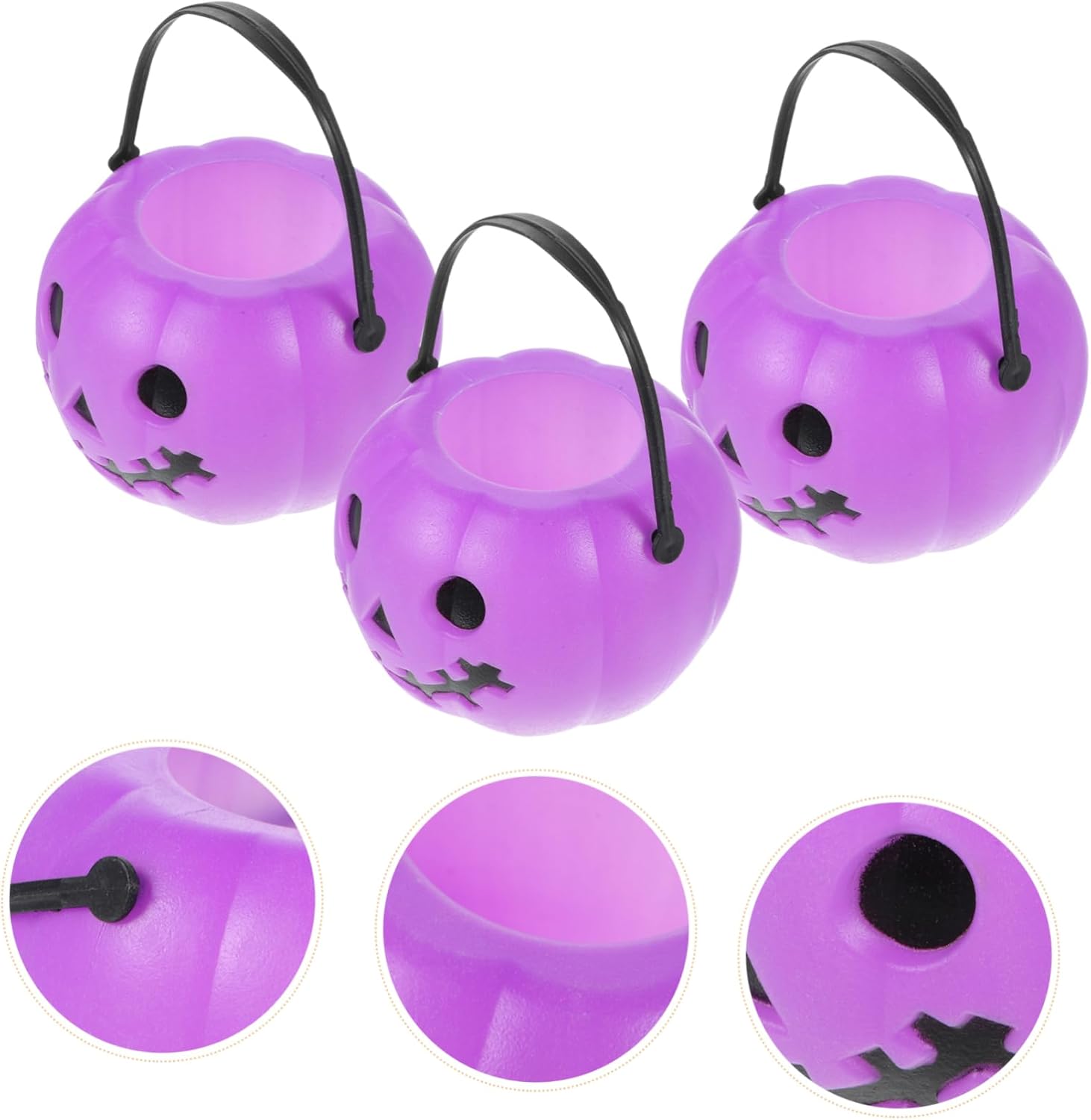 3 piezas Calabazas para Halloween Treat Bucket Calabazas Candy Basket Candy Bucket Trick or Treat Pot Halloween Basket Caldero Pot Cubetas Púrpura