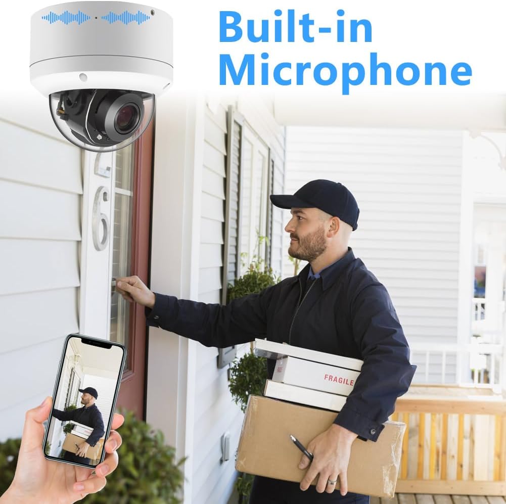 Seguridad 5.0MP H.265 POE IP PTZ Cámara, 5X 0.106-0.531 in AF Lente, IP66 impermeable exteriorinterior cámara domo de red a prueba de vandalismo,