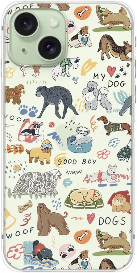 Blingy’s Funda para iPhone 15, divertido diseño de perro divertido estilo de mascota, diseño de animales de dibujos animados, funda protectora
