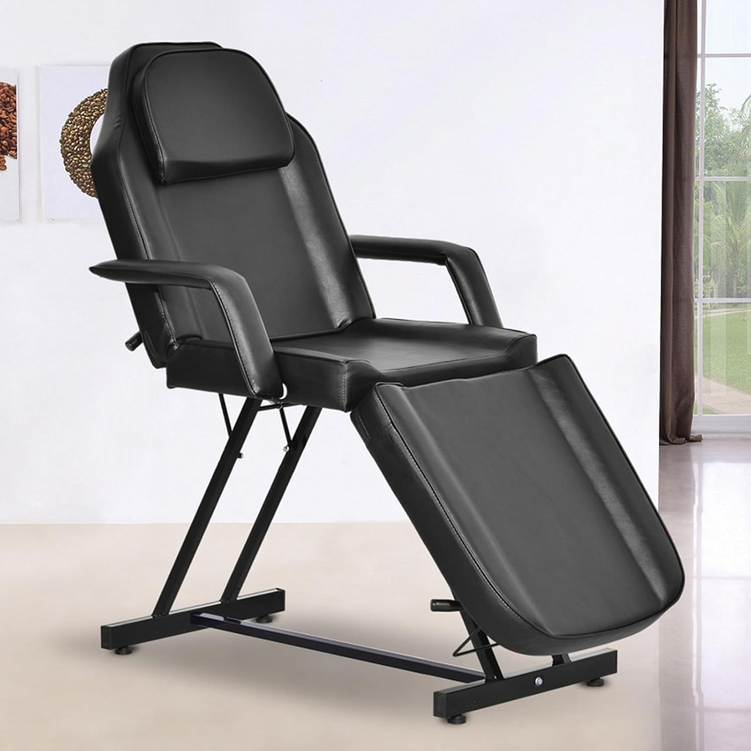 Paddie Cama de masaje profesional plegable de 3 secciones, mesa de tatuaje ajustable para cliente, silla facial de 73 pulgadas para esteticista,