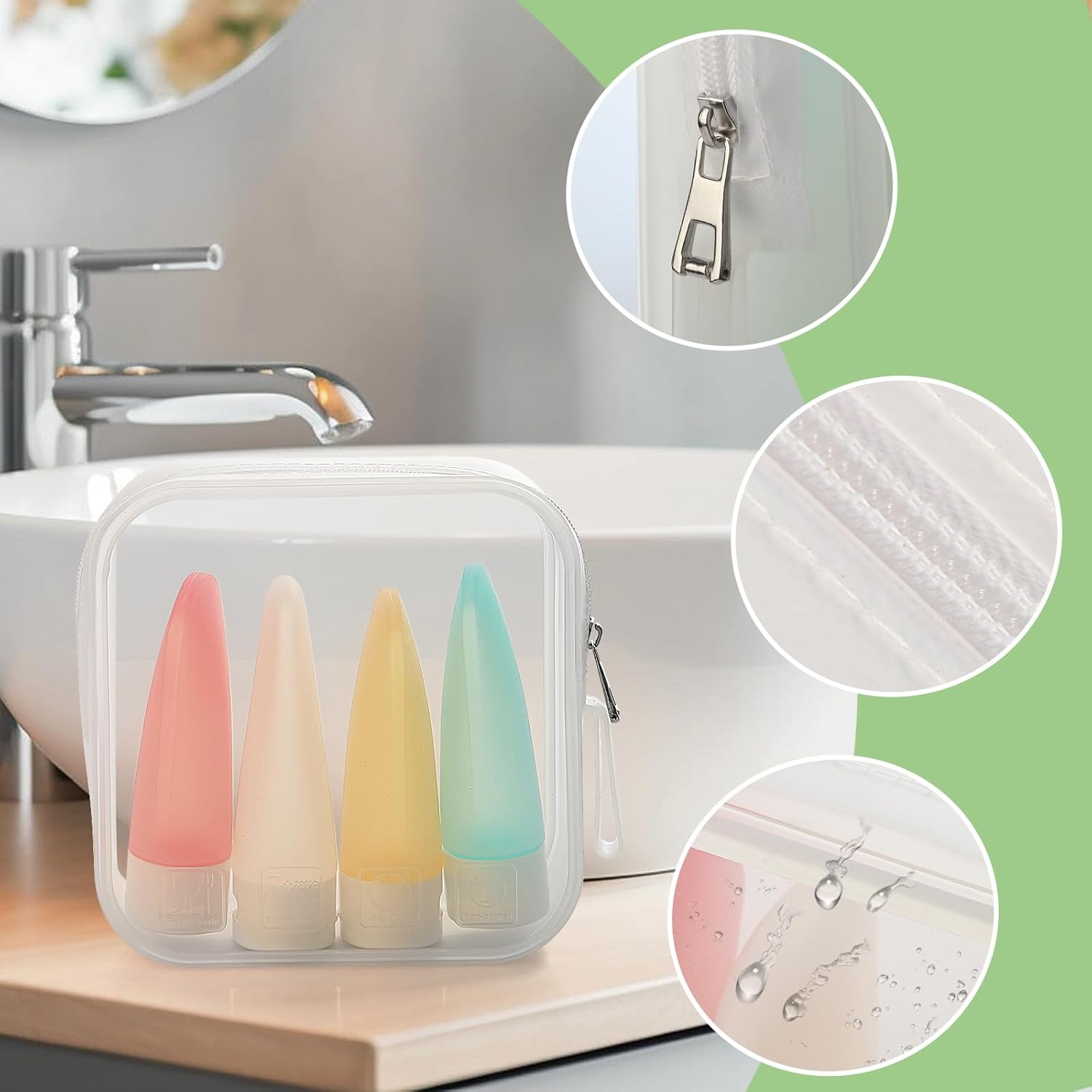 liguanlan Soporte para brochas de maquillaje, fugas de maquillaje para viajes, Claro, Bolsa de viaje de silicona
