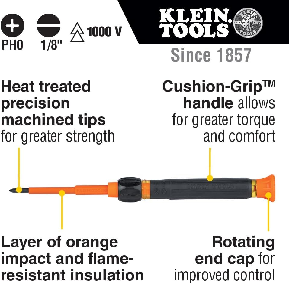 Klein Tools Juego de destornilladores aislados (8 en 1) y destornillador de precisión (2 en 1)