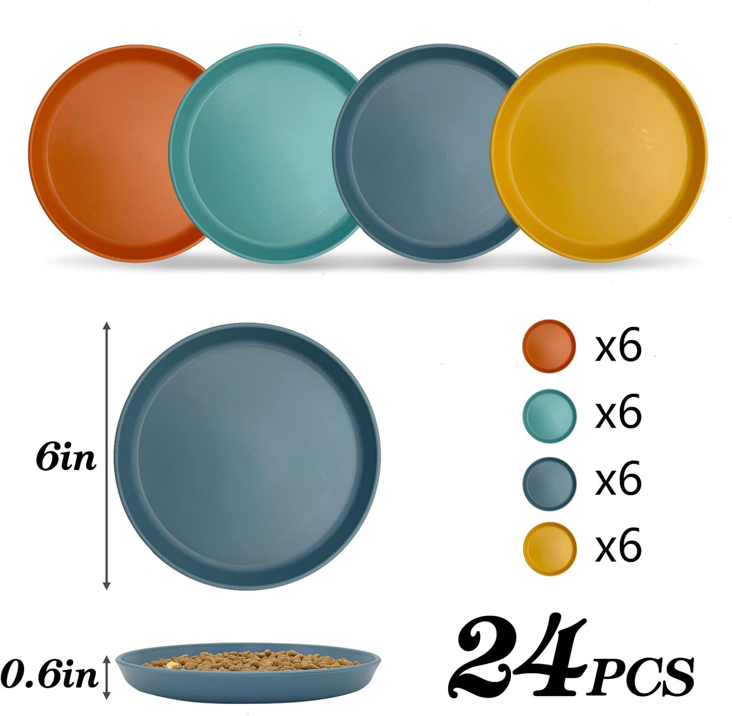 Fhiny 24 cuencos para gatos con bigote para aliviar la fatiga, 6 pulgadas, plato de comida para gatitos, plato de paja de trigo, minimalista, plato