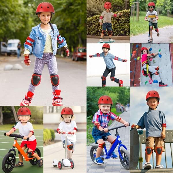Casco de bicicleta para niños, casco deportivo para niños, conjunto de equipo de protección para niños y niñas, casco de ciclismo con rodilleras,