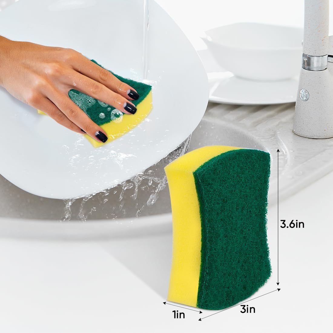 HOMEXCEL Esponjas de cocina de 50 unidades, esponja resistente para limpieza, potente esponja de doble cara para lavar platos, ollas, sartenes y