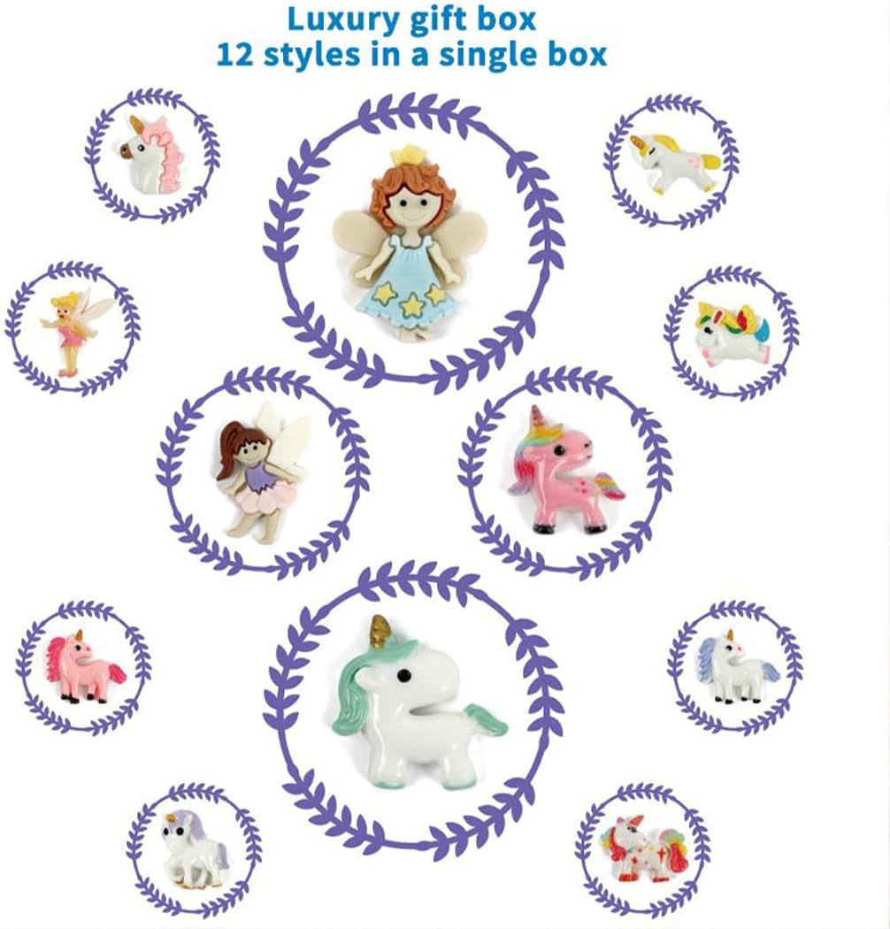 Paquete de 12 kits de excavación de hadas y unicornio para niños, aventura mágica encantada de excavación, recuerdos de fiesta ideales, juguetes