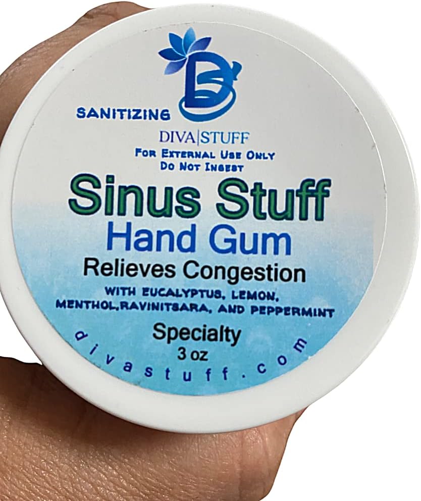 Diva Stuff Cosas sinusales, goma de mascar para aliviar la congestión, divertidas y efectivas, con mentol, eucalipto, menta y más, 3 onzas
